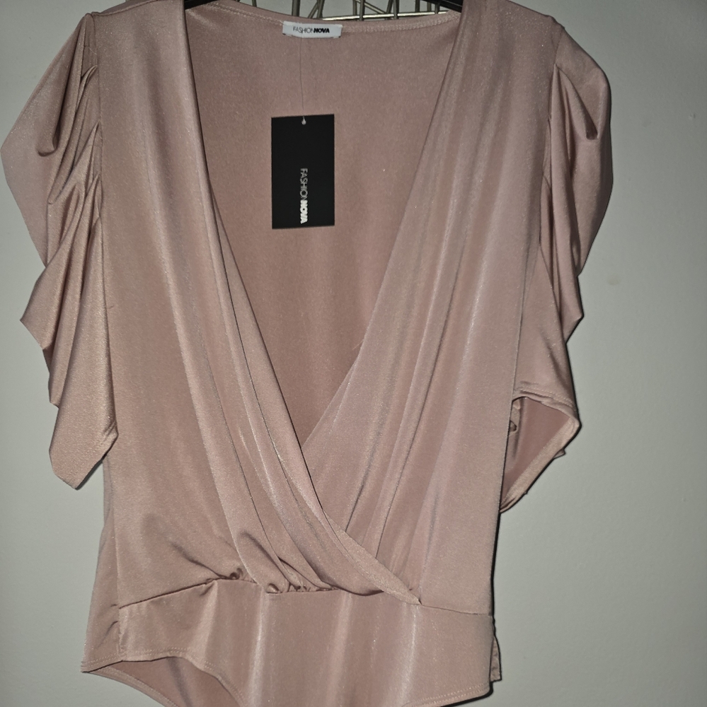 Fashion Nova Blush Pink Blouse/Bodysuit